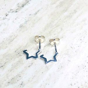 925 Sterling Silver Half Star Hoop Earrings